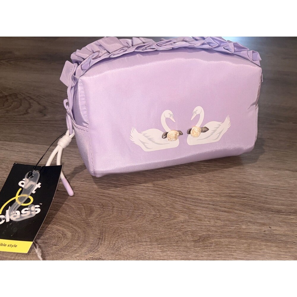 Printed Ruffle Rectangle Pouch - art class™ Purple with Swans